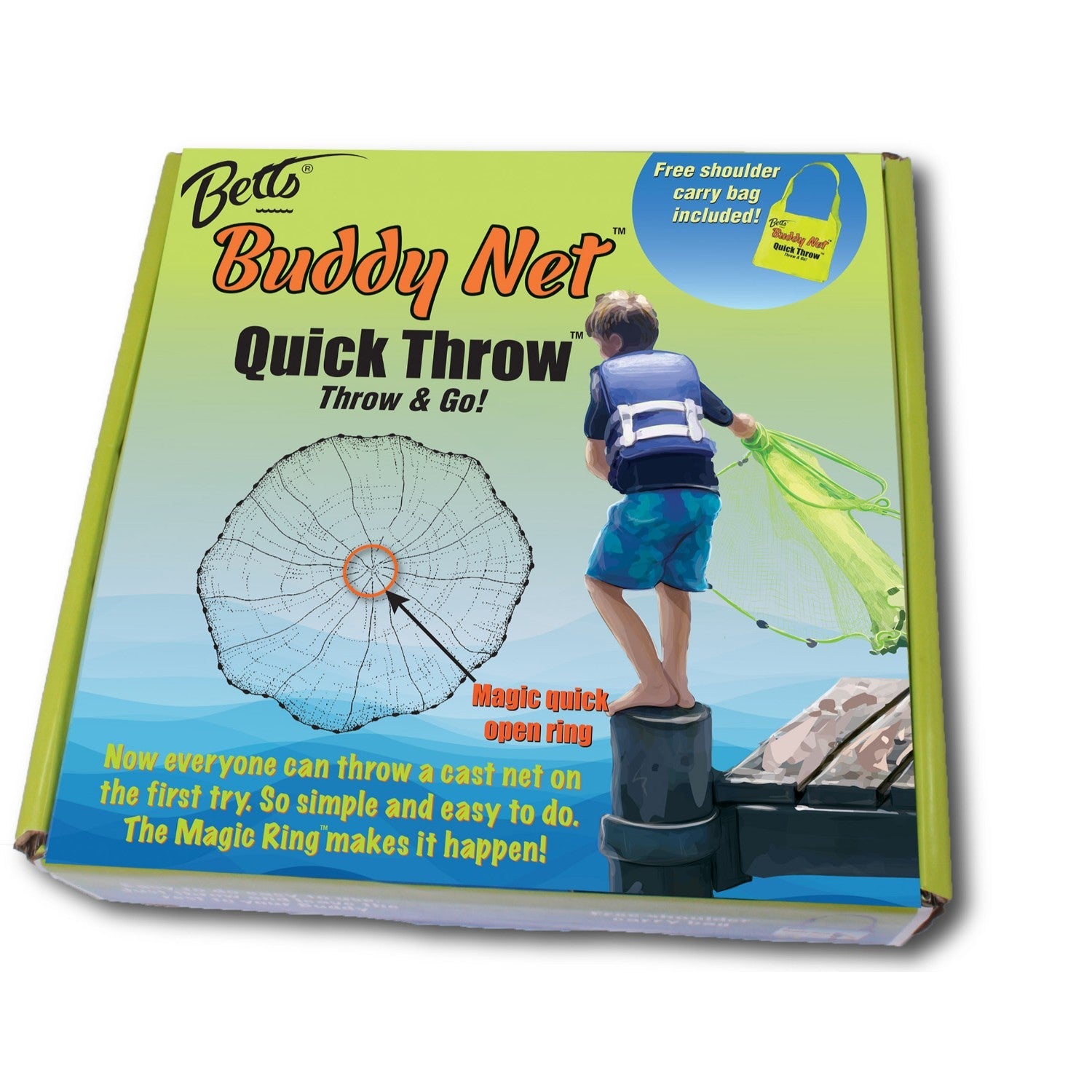 4ft 0.375inch Mesh Chartreuse Betts Buddy Quick Throw Net