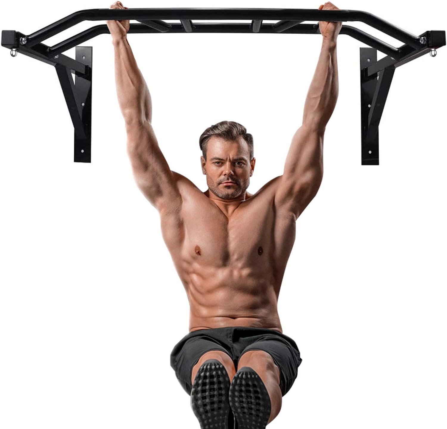BESTHLS Wall Mounted Pull Up Bar and Dip Station Support to 440 Lbs - $80